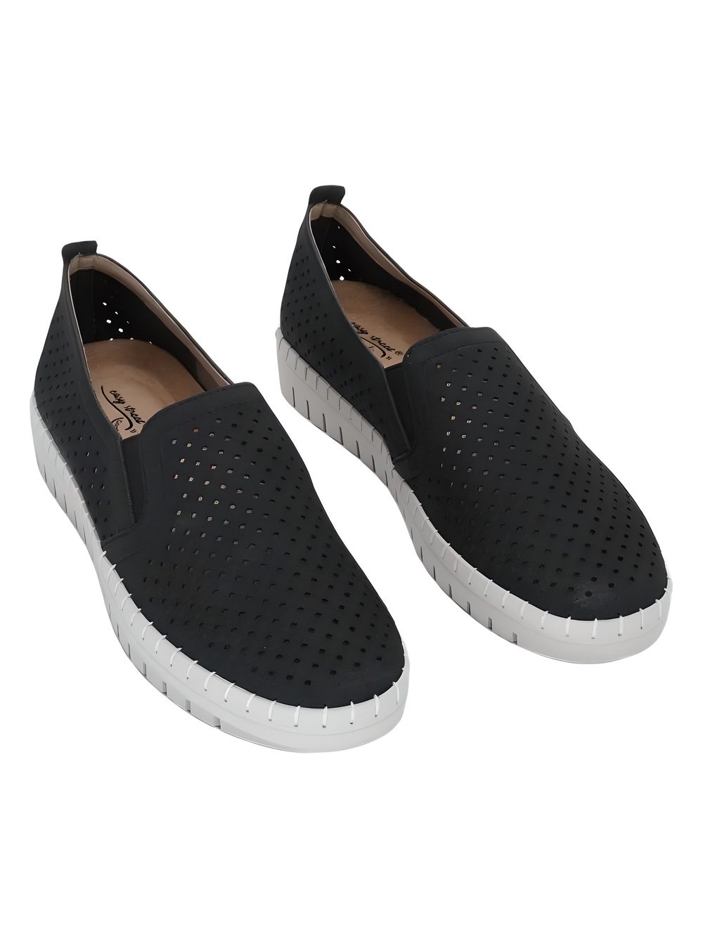 Easy Street Fresh Black Perforated Comfort Slip On Sneakers Size 5.5M